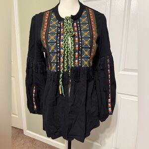 Anthropologie DorDor Couture open-front boho top